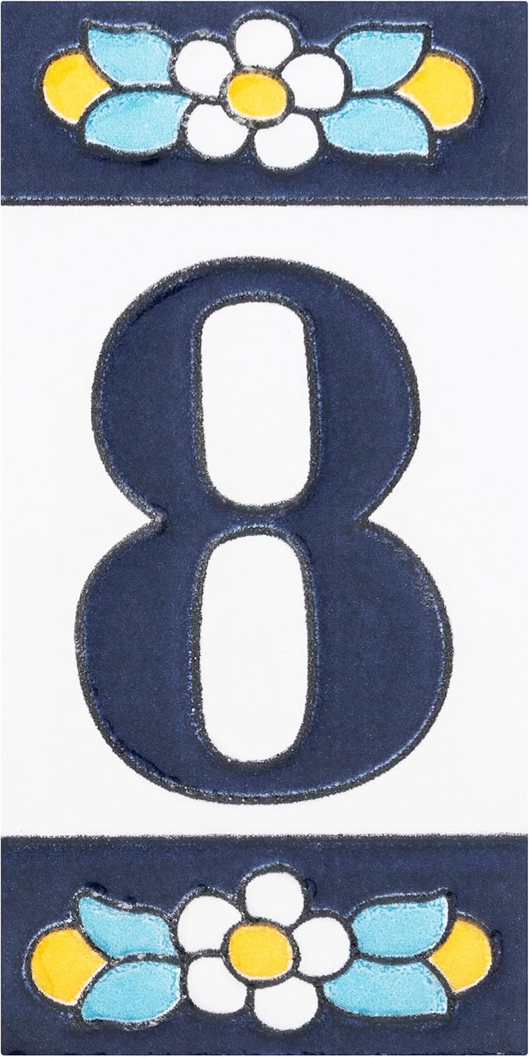 Merola Tile Sevillano Flora Address Numbers 8 2-1/8" x 4-3/8" Ceramic Wall Tile - Image 1